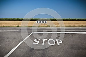 Stop signal near the crossroad