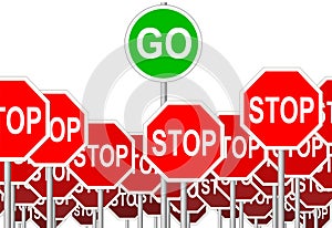 STOP Signs GO Sign progress symbol isolated