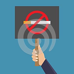 Stop smoking with blue background flat design vector illustration