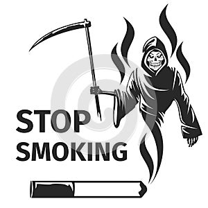 Stop smoking with death sign vector