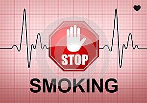 STOP SMOKING on ECG recording paper