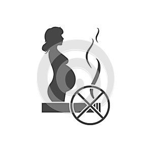 Stop smoking, pregnant woman silhouette icon