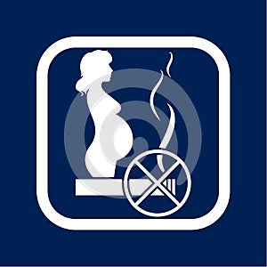 Stop smoking, pregnant woman silhouette icon