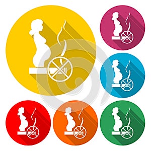 Stop smoking, pregnant woman silhouette icon