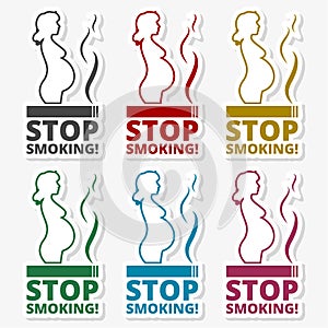 Stop smoking, pregnant woman silhouette icon