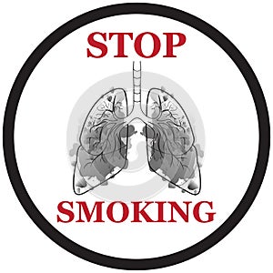 Stop smoking. Watercolor smokers lungs. human body. smoking ban