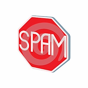 Stop spam sign icon, cartoon style