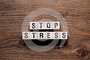 Stop stress - word concept on building blocks, text