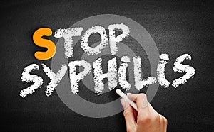 Stop Syphilis text on blackboard