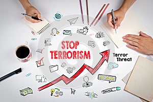 Stop terrorism Concept. The meeting at the white office table