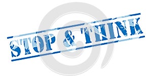 Stop and think blue stamp