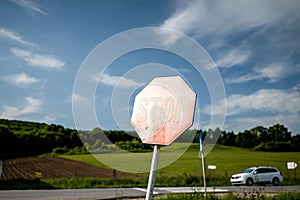 Stop Traffic Sign Crossroads Country Side