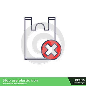 Stop use plastic icon in smooth style, with pixel perfect and editable stroke eps 10