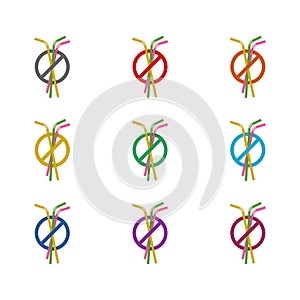 Stop using plastic straws icon isolated on white background. Set icons colorful photo