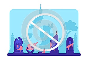 Stop vandalism flat color vector illustration