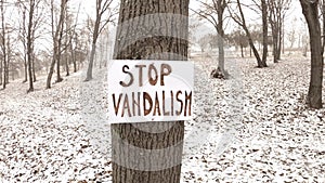 Stop Vandalism - Wildlife - Winter Text Banner