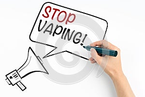 Stop Vaping. Smoking electronic cigarettes and health risk concept