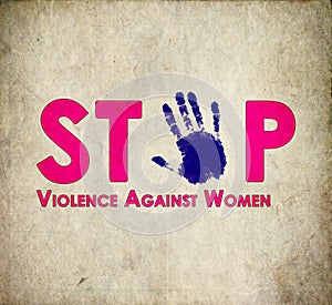 Stop violence against women retro photo