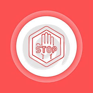 Stop violence color button icon. Protection of victims of bullying