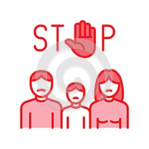 Stop violence color line icon. Protection of victims of bullying concept. Sign for web page, mobile app, button, logo