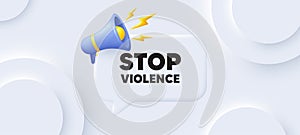 Stop violence message. Demonstration protest quote. Neumorphic background. Vector