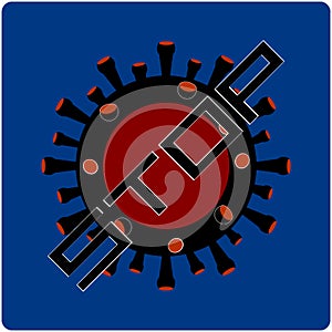 Stop Virus icon on blue background