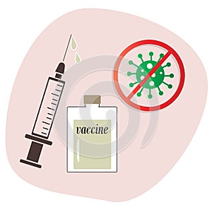 Stop virus icon - injection and vaccine vector