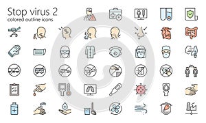 Stop virus outline colored iconset part 2