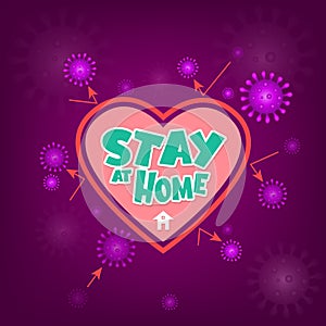 Stay at home on heart for stop virus cover-19 photo