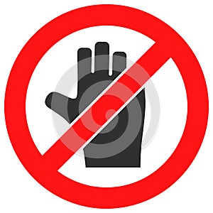 Stop Voting Hand Raster Icon Flat Illustration