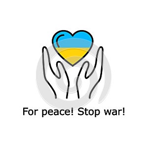 Stop war. Banner for peace. War in Ukraine, stop putin photo