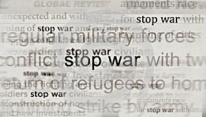 Stop war peace and freedom headline titles media 3d illustration