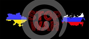 Stop war Russia Ukraine , handwritten on the blackboard, Vector design,  illustration image