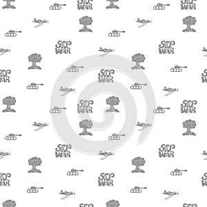 STOP WAR - vector seamless pattern of inscription doodle handwritten on theme of world peace. Anti-war background