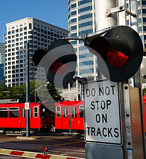 Stop Warning Signal Metro Transit Railroad Tracks