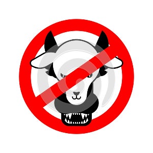 Stop Wolf in sheep`s clothing. Red road Forbidding sign. Ban Hypocrite. No to Trickster and liar photo