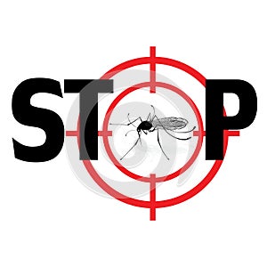 Stop zika virus. Vector qnat mosquto sign illustration