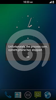 Mobile phone system window fatal error warning information message template