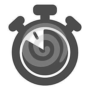 Stopwatch with buttons, 50 seconds, timer, chronometer solid icon, time concept, clock vector sign on white background