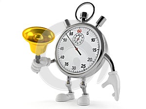 Stopwatch character ringing a handbell