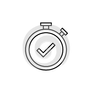 Stopwatch with check mark. Vector illustration decorative design