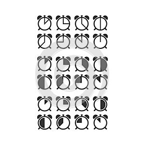 Stopwatch dial clock vector icon set.