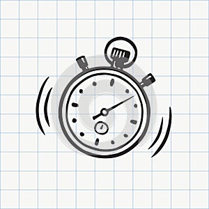 Stopwatch doodle icon. Hand drawn sketch style vector illustration