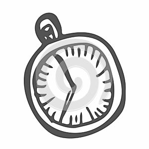 Stopwatch doodle icon. Hand drawn sketch in vector