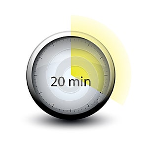 Stopwatch with expiring time 20 minutes web icon