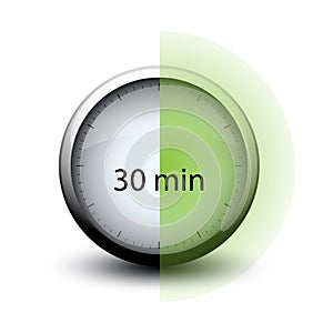 Stopwatch with expiring time 30 minutes web icon