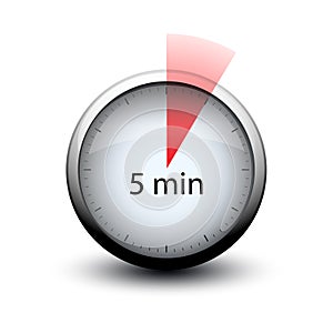 Stopwatch with expiring time 5 minutes web icon