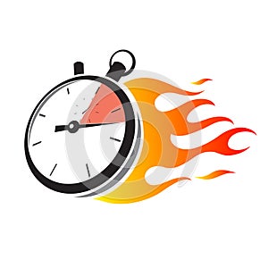 Stopwatch with fire flame