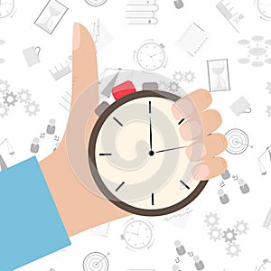 Stopwatch in hand icon. Flat style.