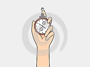 Stopwatch in hand of person tracking speed of athlete or productivity of company employee